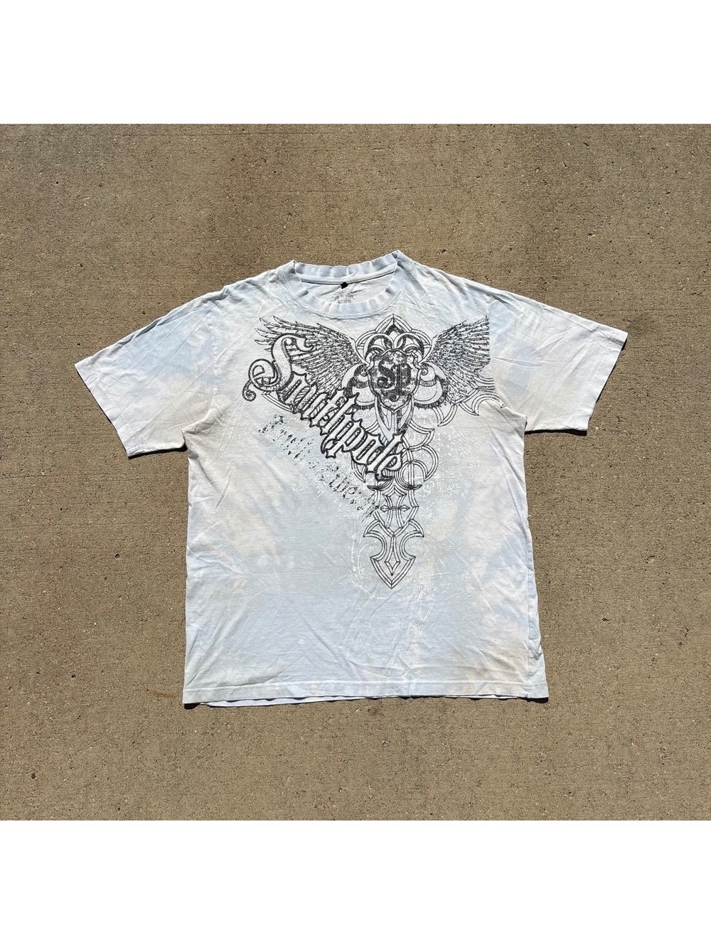 Southpole White Graphic T-Shirt with Winged Cross Design